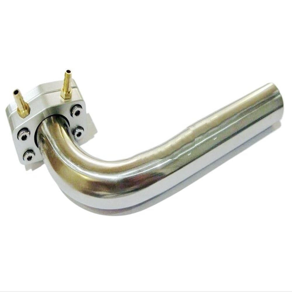 90/100/105 Stainless Steel Exhaust Bend with Aluminum Flange & Water-Cooled Head for 23-26cc Gas RC Boats, Complete Tuning Kit(105 Degree)