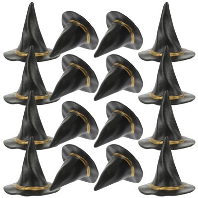 Abaodam 24pcs Miniature Witch Hats Black Tiny Wizard Hats for Dollhouse Crafts Halloween Party Favors DIY Hair Accessories