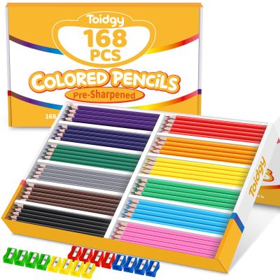 168 Packs Colored Pencils Bulk Classroom, Colored Pencils for Kids 12 Assorted Colors, Coloring Pencil Set Plus 16 Sharpeners, Pre-sharpened Color Pencil, Back to School Supplies Bulk for Teachers