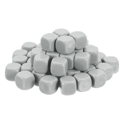uxcell 50Pcs Rounded Blank Six Sided Dice 16mm/0.6inch Acrylic Dice Cube with Smoothed Surface for Party Board Game DIY Craft Counting Teaching, Light Grey