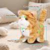 Easfan Walking Plush Kitty Toy Stuffed Animal Electric Interactive Talking Musical Plush Toy Grey Cat Leash Tail Wagging Christmas Birthday Gifts for Kids Toddlers,7" view 2
