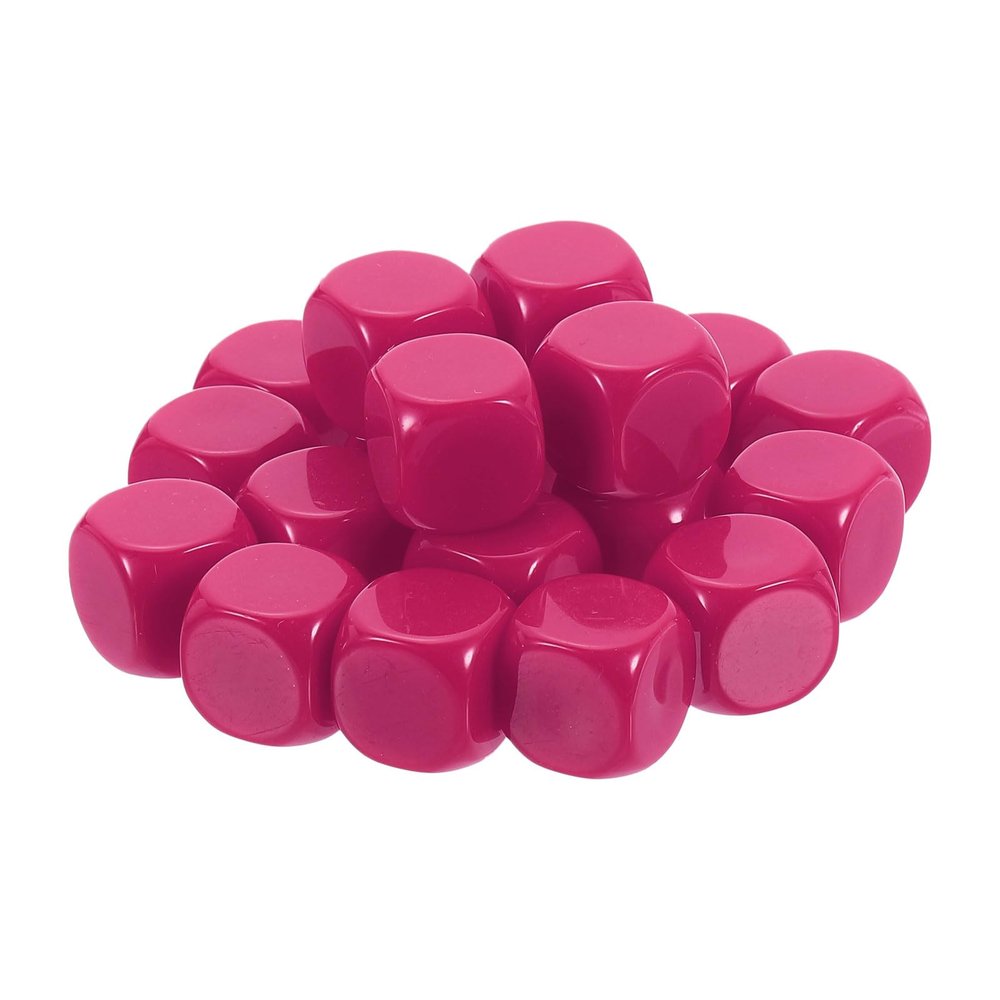 uxcell 20Pcs Rounded Blank Six Sided Dice 16mm/0.6inch Acrylic Dice Cube with Smoothed Surface for Party Board Game DIY Craft Counting Teaching, Rose Purple