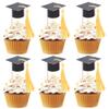 24 PCS 2026 Graduation Cap Cupcake Toppers with Gold Tassel Congrats Grad Class of 2026 Cupcake Picks Mini Cap Chocolate Graduation Decorations for 2026 School Graduate Party Cake Decoration Supplies view 1