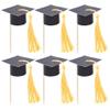 24 PCS 2026 Graduation Cap Cupcake Toppers with Gold Tassel Congrats Grad Class of 2026 Cupcake Picks Mini Cap Chocolate Graduation Decorations for 2026 School Graduate Party Cake Decoration Supplies view 3