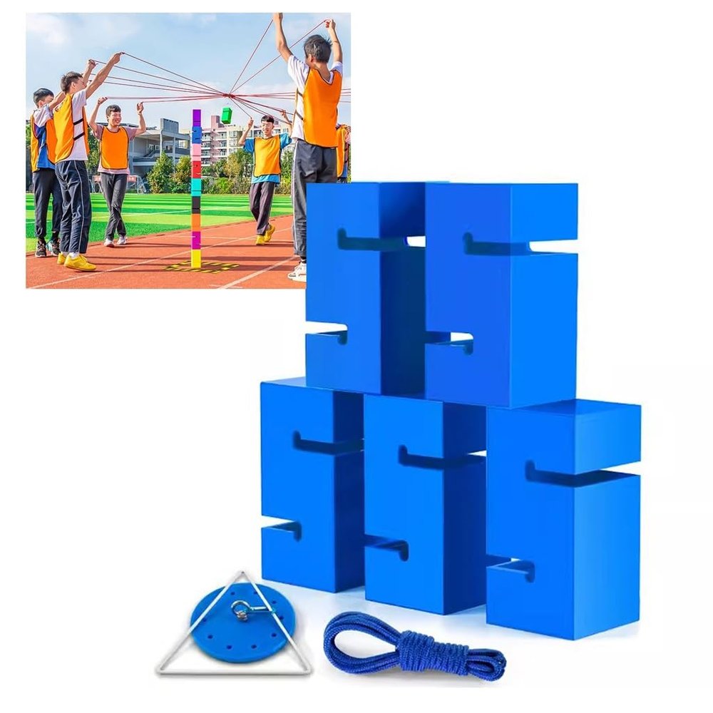 GMSDHCY Group Collaboration Team Stacking Tower Game Set, Adult Field Day Team Building Game Suitable for Office School Groups(Blue,5PCS)