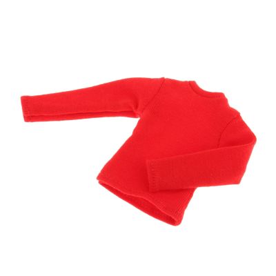 1/12 Scale Long Sleeve T Shirt for Miniature Male Doll Figures, Red