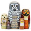 NEPOG Set of 5 Owl Family Nesting Dolls Forest Animals Nesting Dolls Matryoshka Russian Doll Figurines Kids Stacking Dolls for Father's Day Christmas Birthday Owl Lover Home Decoration view 1