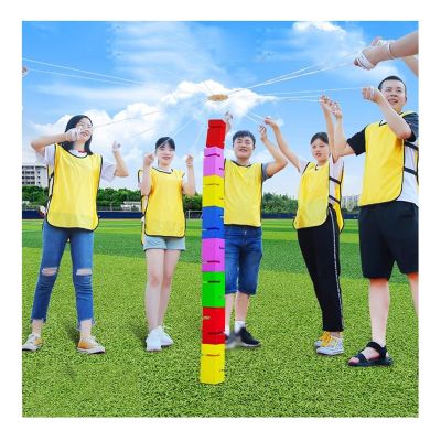 GMSDHCY Field Day Team Stacking Tower Games Set for Adults, Fun Team Building Games for Employees, Family Get Together Games(Yellow,10PCS)