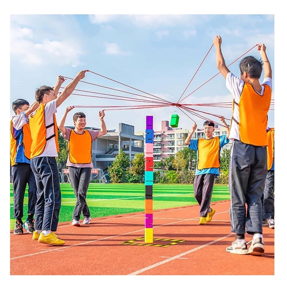 GMSDHCY Field Day Team Tower Game for Schools Offices Community Centers, ABS Block Stacking Game, Outdoor Group Activities(Blue,10PCS)
