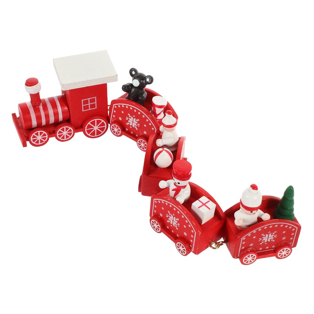 Cabilock Christmas Train Wooden Decoration Multi-Section Toy for Boys and Girls Unique Tabletop Ornament for Holiday Festivities for Christmas Parties and Home Decor