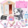 Lonico Doctor Kit for Toddlers 3-5, 22Pcs Wooden Veterinarian Playset Puppy Toys with Electronic Walking Barking Dog & Vet Costume, Kids Pretend Play Toys Birthday Gift for Girls 3 4 5 6 Years Old view 1