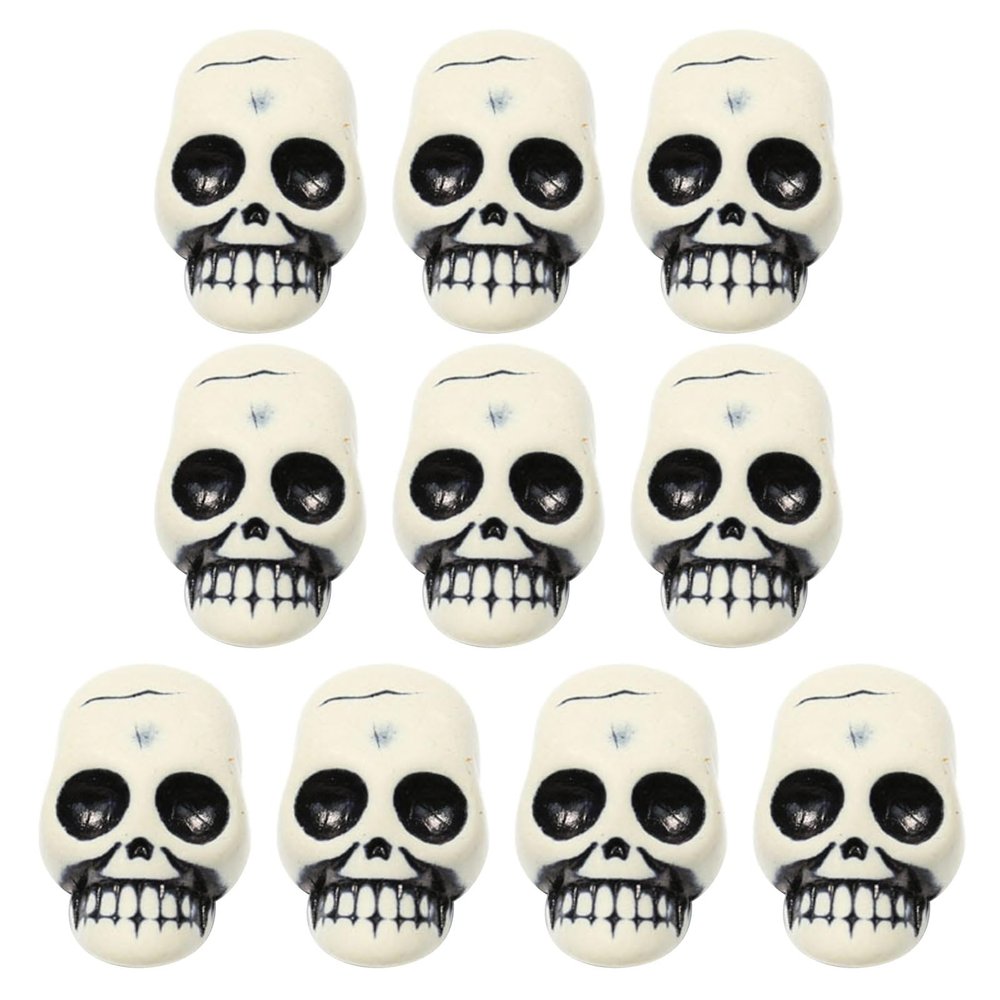 10Pieces Halloween Skull Heads Scary Prank Props Terrifying Skull Skeleton Ornament for Roombreak
