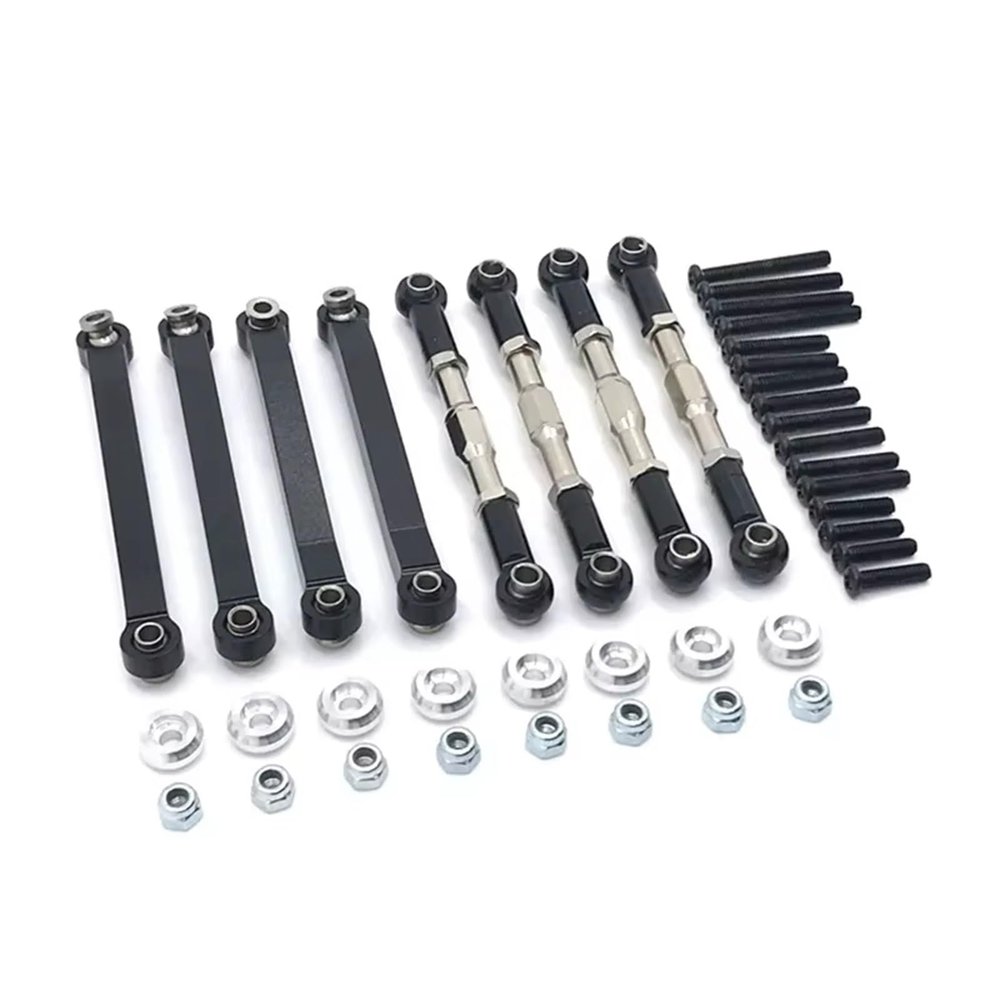 Compatible with MN D90 D91 D96 D99 D99S MN90 MS 1/12 RC Car Upgrade Parts Metal for Chassis Pull Rods Link Suspension Tie Rod RC Tie Link Rods(Black)