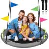 48 inch Tree Swing, Larger Saucer Flying Swing for Whole Family, 900lbs Weight Capacity, with Adjustable Hanging Straps, for Outdoor Playground, Gray view 1