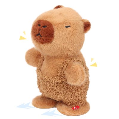 Easfan Talking Capybara Repeats What You Say Walking Singing Stuffed Animal Electric Interactive Plush Toy Funny Animated Toy Mimicking Speaking Birthday for Kids Toddlers,9''