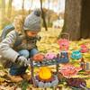 Pretend Play Campfire Toy Set with 45pcs Realistic BBQ Accessories,Fake Grill Foods,Tea Pots etc,Simulate Functional Lights&Sounds,Educational Outdoor Camping Toys Indoor&Outdoor for Kids Ages 3+ view 3