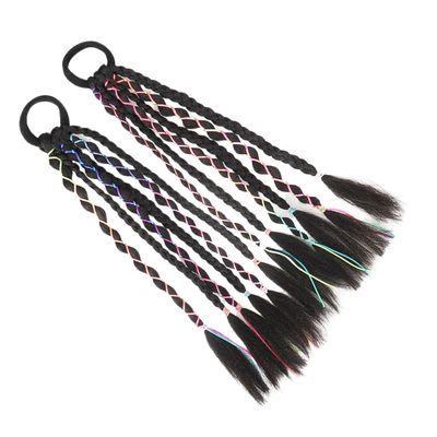 EUVAROMEX 2pcs Colorful Bow Wigs for Kids Synthetic Braided Ponytails for Dance and Play /181