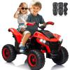 24V 2 Seater Kids ATV, VeezyGo 4WD Kids 4 Wheeler w/Powerful Motors, Kneepads, Bluetooth Music, LED Ligths, Oversized Shock Absorbers, Electric ATV for Kid, Boys Girls, Red view 1