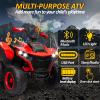 24V 2 Seater Kids ATV, VeezyGo 4WD Kids 4 Wheeler w/Powerful Motors, Kneepads, Bluetooth Music, LED Ligths, Oversized Shock Absorbers, Electric ATV for Kid, Boys Girls, Red view 3