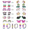 15 Pairs Stud Earrings Set :12 Pairs Unique Cartoon Flat Back Earrings Girls & 3 Pairs Mini Hoops with Stainless Steel Posts and Screwback Earring for Kids(B) view 1