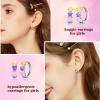 15 Pairs Stud Earrings Set :12 Pairs Unique Cartoon Flat Back Earrings Girls & 3 Pairs Mini Hoops with Stainless Steel Posts and Screwback Earring for Kids(B) view 4