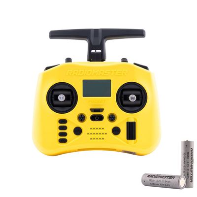 Radiomaster Pocket Crush 2.4GHz ELRS Hall Gimbal Transmitter Remote Control Portable Lightweight Foldable Antenna Mode 2 (Yellow with 18650)