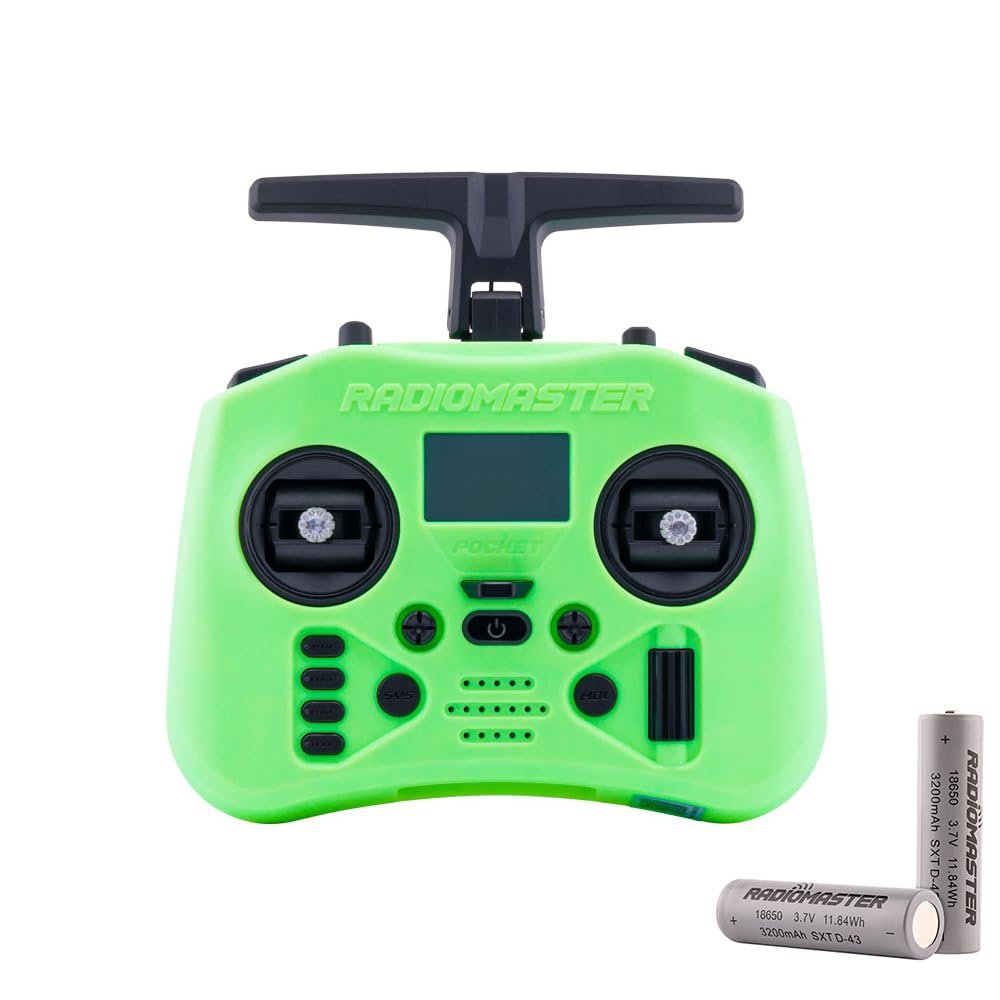 Radiomaster Pocket Crush 2.4GHz ELRS Hall Gimbal Transmitter Remote Control Portable Lightweight Foldable Antenna Mode 2 (Mint Mist with 18650)