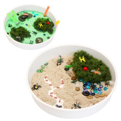 Sensory Bin Activity Set for Kids, Montessori & Reggio Inspired Classroom Materials, Small World Play Kit (by The River)