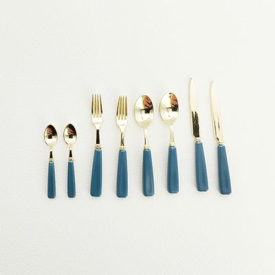 8pcs/Set 1:6 Scale Dollhouse Miniature mini Simulation Tableware Knife Fork Spoon,Dinner Set Model,bjdob11blythegsc Kitchen Accessories (Blue)