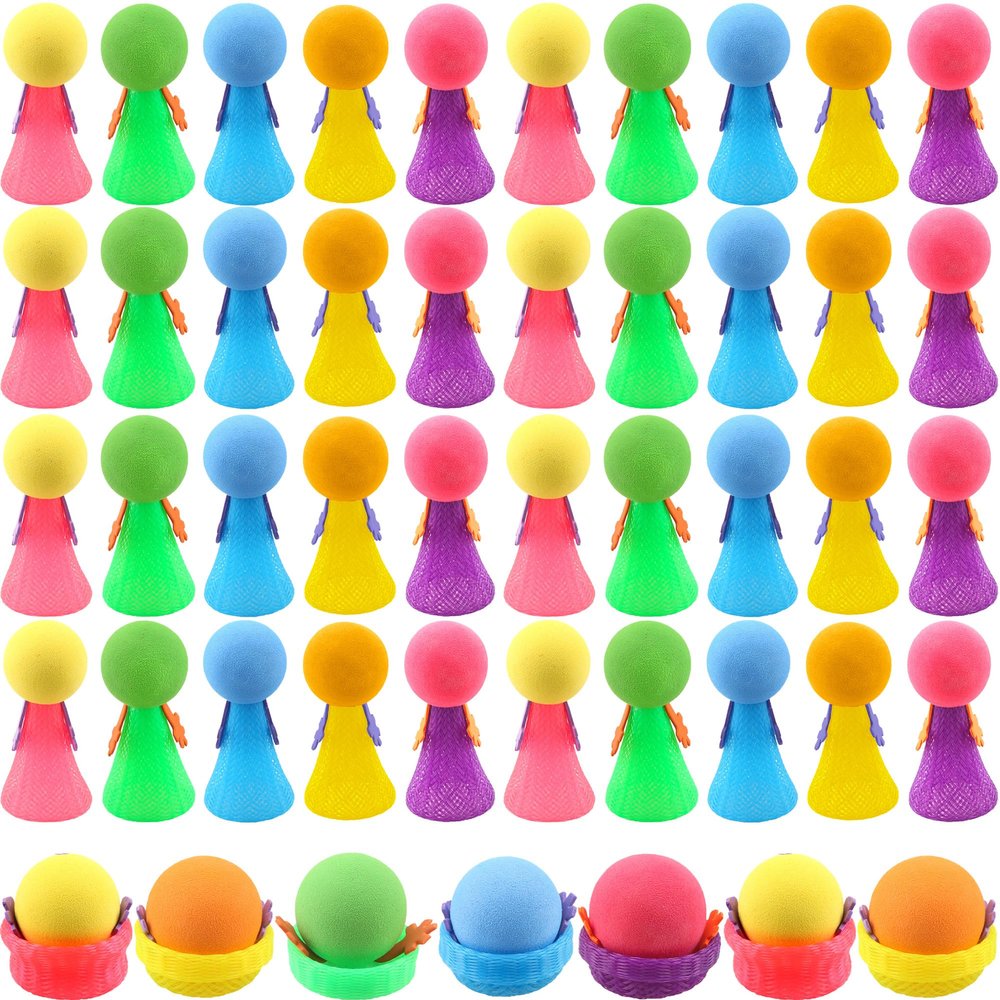 Cagemoga 48 Pcs Jumping Popper Spring Toys Colorful Jumping Spring Launcher Bouncy Toys for Birthday Party Favors Classroom Reward Easter Goodie Bag Stuffers, Random Color