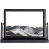 BOLGRLONG Moving Sand Art Liquid Motion 3D Dynamic Mountains Sandscape Painting, Square Glass Sands Painting with Easy-Flip Stand, Sensory Relaxing Decor for Home and Office (9") (Black) view 1
