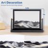 BOLGRLONG Moving Sand Art Liquid Motion 3D Dynamic Mountains Sandscape Painting, Square Glass Sands Painting with Easy-Flip Stand, Sensory Relaxing Decor for Home and Office (9") (Black) view 2