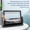 BOLGRLONG Moving Sand Art Liquid Motion 3D Dynamic Mountains Sandscape Painting, Square Glass Sands Painting with Easy-Flip Stand, Sensory Relaxing Decor for Home and Office (9") (Black) view 3