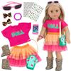 11Pcs American 18 Inch Doll Clothes Set- Mexican Style Accessories for 18 Inch Dolls-Complete Outfit with Leopard Boots,Cactus Bag(Doll not Included) view 1