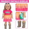 11Pcs American 18 Inch Doll Clothes Set- Mexican Style Accessories for 18 Inch Dolls-Complete Outfit with Leopard Boots,Cactus Bag(Doll not Included) view 3