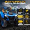 24V 2 Seater Kids ATV, VeezyGo 4WD Kids 4 Wheeler w/Powerful Motors, Kneepads, Bluetooth Music, LED Ligths, Oversized Shock Absorbers, Electric ATV for Kid, Boys Girls, Blue view 3