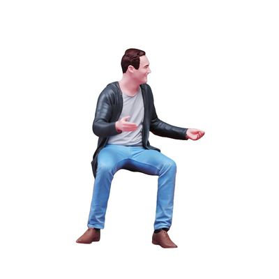 1/18 to 1/87 Scale Sitting Man Figure in Cozy Pose, Smiling Male Figure in Casual Attire - Seated Pose with Folded Legs & Relaxed Arms, Perfect for Collectors, Dioramas, & Home Decor (painted, 1/24)
