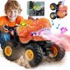 BEZGAR Monster Truck Toys - Remote Control Monster Truck with Spray, Light, Music, Dinosaur Toys for Kids, 1:20 Scale RC Truck with 360 Spins and Drifting, Remote Control Car for Boys 4-7 Orange view 1
