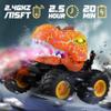 BEZGAR Monster Truck Toys - Remote Control Monster Truck with Spray, Light, Music, Dinosaur Toys for Kids, 1:20 Scale RC Truck with 360 Spins and Drifting, Remote Control Car for Boys 4-7 Orange view 2