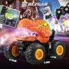 BEZGAR Monster Truck Toys - Remote Control Monster Truck with Spray, Light, Music, Dinosaur Toys for Kids, 1:20 Scale RC Truck with 360 Spins and Drifting, Remote Control Car for Boys 4-7 Orange view 3