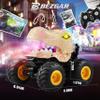 BEZGAR Monster Truck Toys - Remote Control Monster Truck with Spray, Light, Music, Dinosaur Toys for Kids, 1:20 Scale RC Truck with 360 Spins and Drifting, Remote Control Car for Boys 4-7 Golden view 3