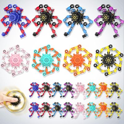 Class Valentines Transformable Fidget Spinners,Funny Stress Relief Sensory Fidget Toys,Deformable Chain DIY Robot Fingertip Gyros Toys Party Favors Kids Easter Basket Stuffers (24PC)