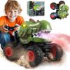 BEZGAR Monster Truck Toys - Remote Control Monster Truck with Spray, Light, Music, Dinosaur Toys for Kids, 1:20 Scale RC Truck with 360 Spins and Drifting, Remote Control Car for Boys 4-7 Camo Green view 1