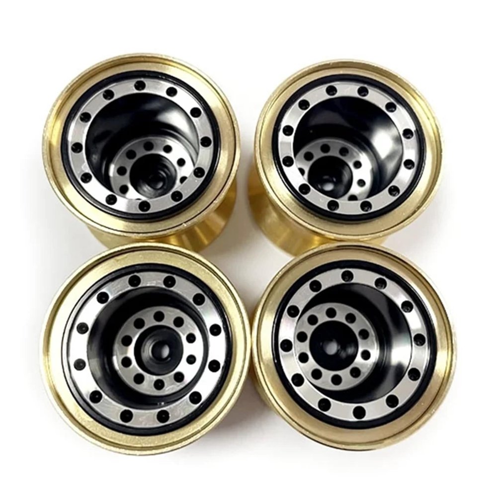 4Pcs Brass Clamp Ring Metal 1.0 Wheel Rim Wheel Hub for FMS FCX24 Max for Smasher 1/24 RC Crawler Car Upgrade Parts