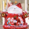 10" Ceramic Fortune Cat Ornament Opening Store Cashier Gift Piggy Bank-Red view 1