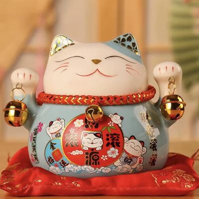 4.5" Ceramic Fortune Cat Ornament Opening Store Cashier Gift Piggy Bank-A10