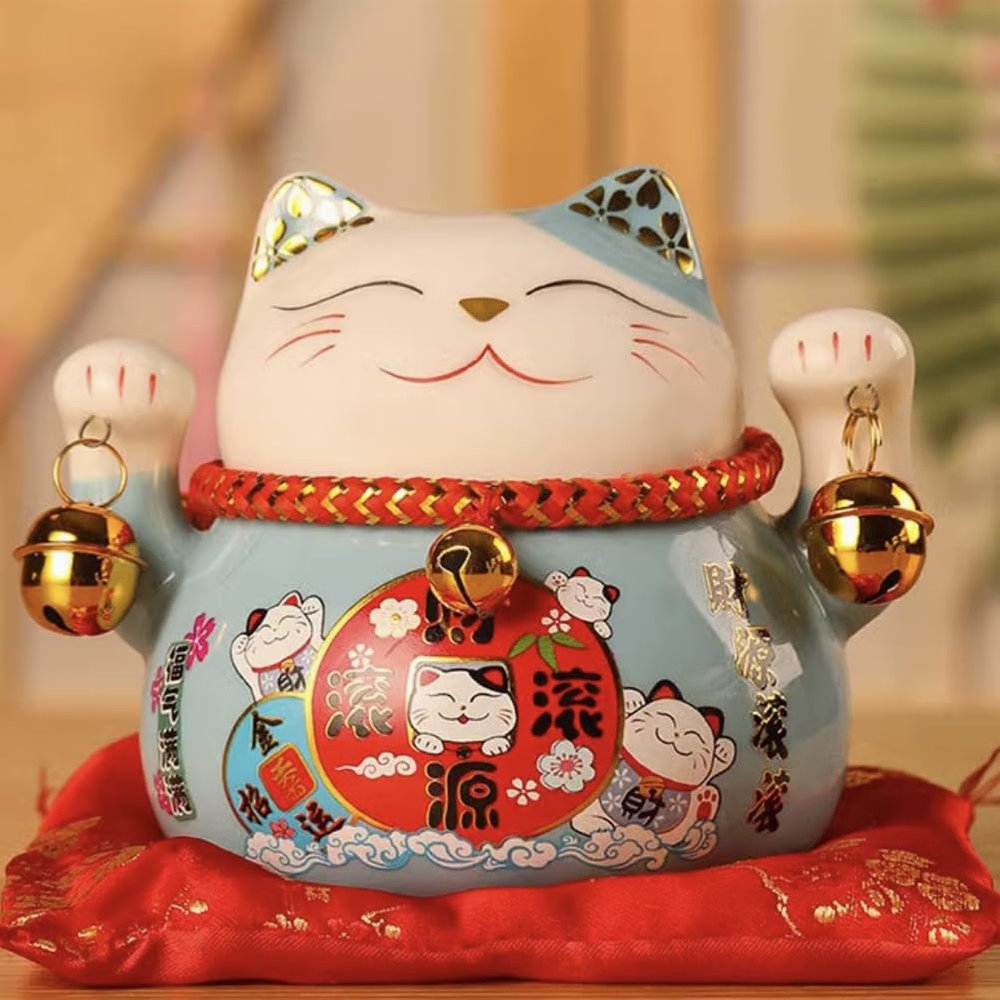 4.5" Ceramic Fortune Cat Ornament Opening Store Cashier Gift Piggy Bank-A10