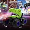 BEZGAR Monster Truck Toys - Remote Control Monster Truck with Spray, Light, Music, Dinosaur Toys for Kids, 1:20 Scale RC Truck with 360 Spins and Drifting, Remote Control Car for Boys 4-7 Green view 3