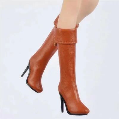 1/6 Scale Female Figure Shoes High-Heeled Boots Model for 12-inches Action Figure Body, 1/6 Action Figure Female Knee High Boots Tall Boots (Brown)