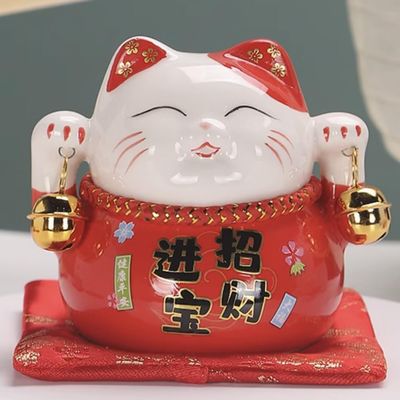 3.5" Ceramic Fortune Cat Ornament Opening Store Cashier Gift Piggy Bank-A3